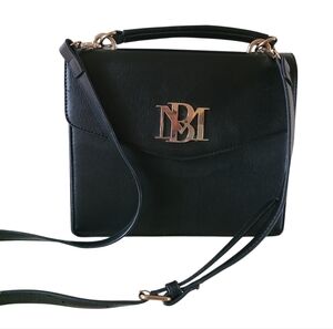 badgley mischka satchel crossbody with handle black vegan leather
